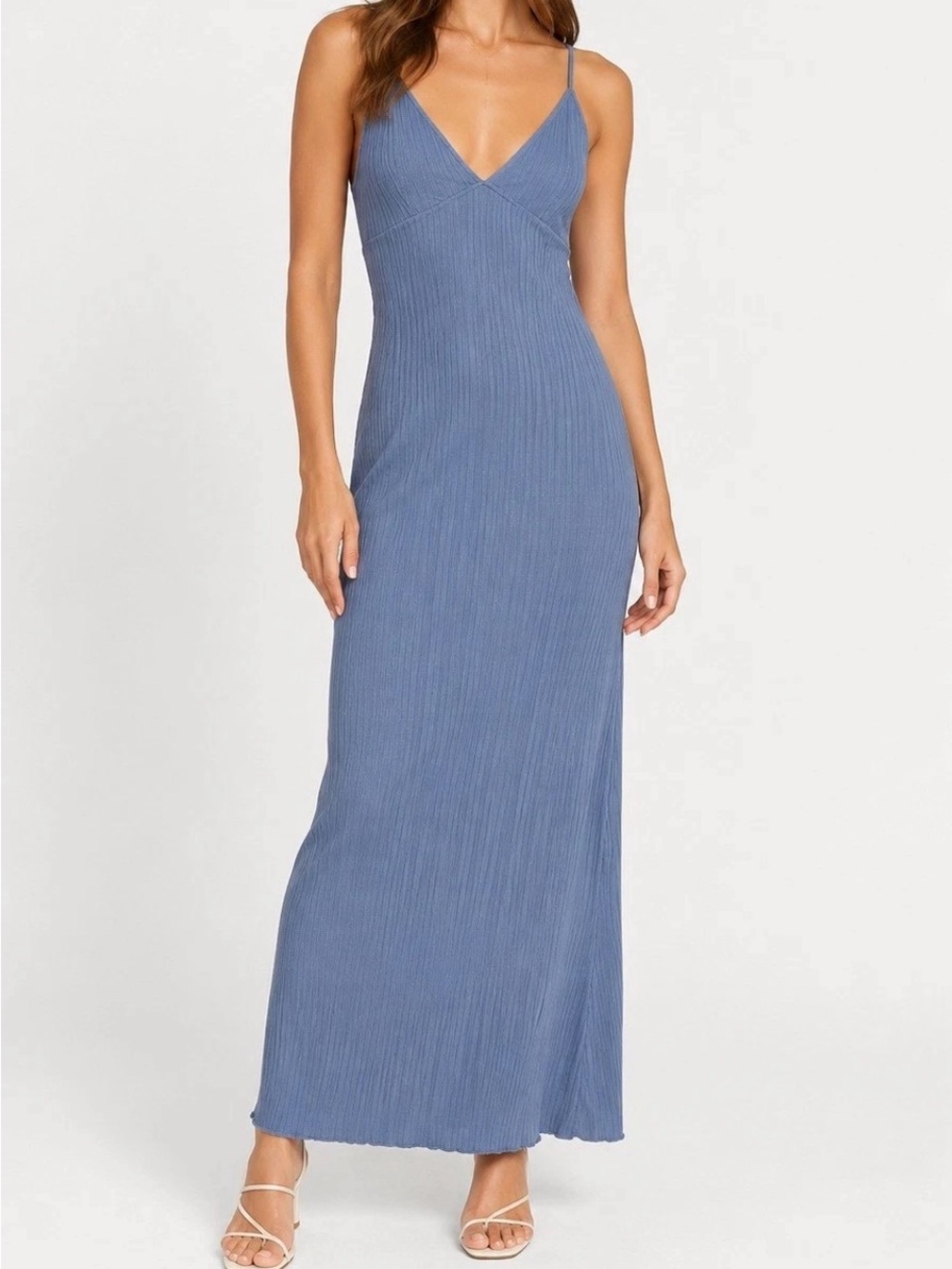Reformation Spaghetti Strap V-Neck Maxi Dress - Blue